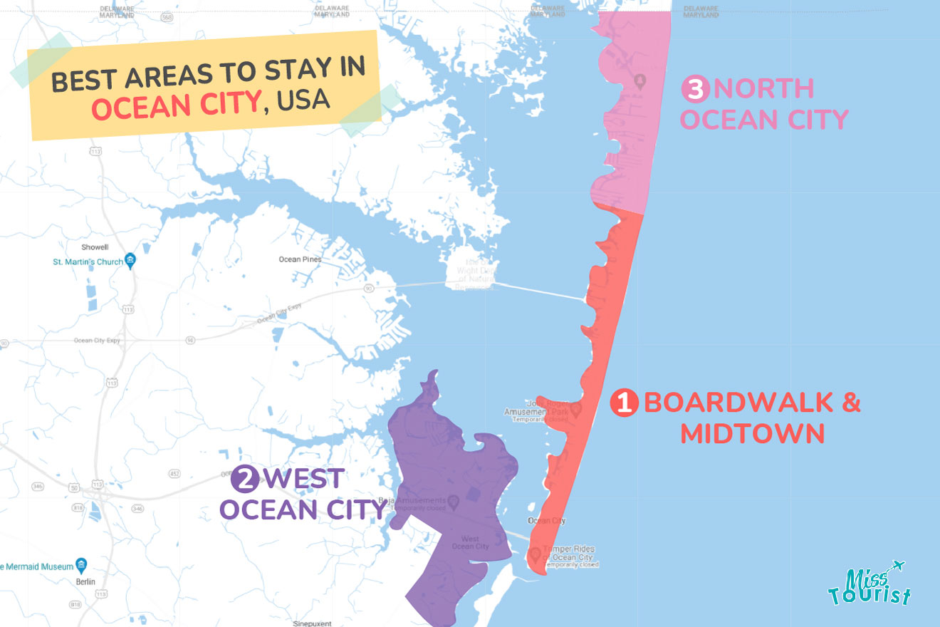 Map of best places to stay in Ocean City